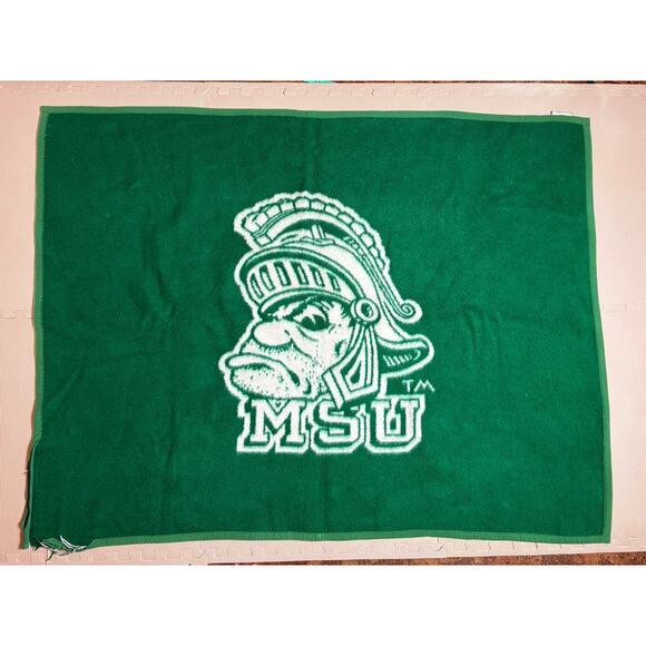 Vtg Michigan State Spartans Beiderlack Sparty Blanket Tailgate Football Game - Picture 1 of 15